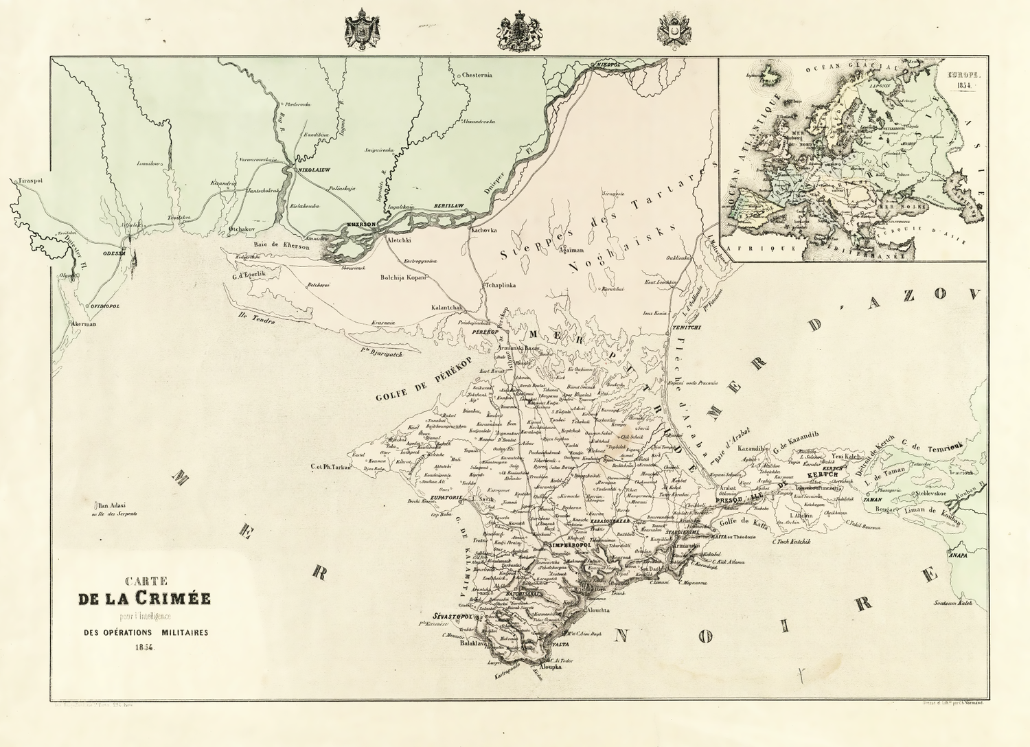 Carte de la Crimee pour l' Intelligence des Operations Militaires 1854